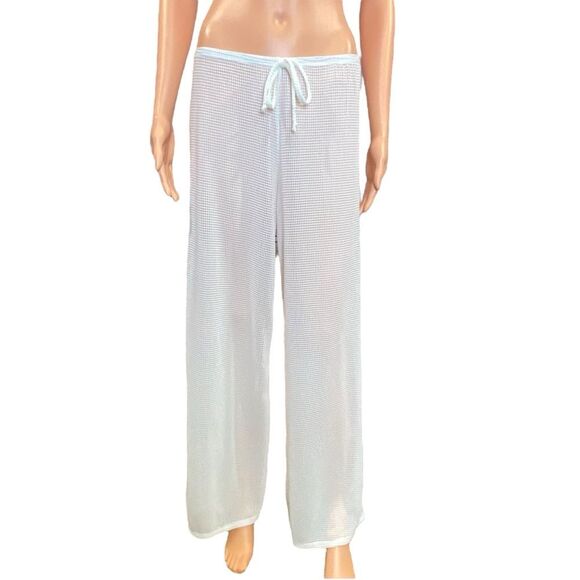 Jordan Taylor White Mesh Pants Beach Cover Up Lounge Wear Loose Fit Women Size M - Picture 1 of 5